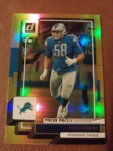 2022 PENEI SEWELL DONRUSS PRESS PROOF GOLD NFL CARD #86 DETROIT LIONS OREGON - Picture 1 of 2