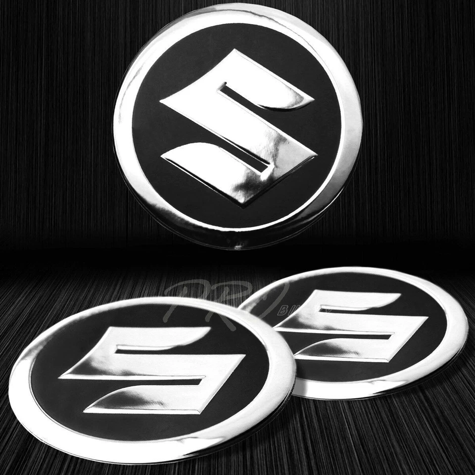 2x 2" 3D Emblema Calcomanía Logo Carenado "S" Logo Adhesivo Suzuki Negro + Cromado Plata Foto 1 de 1