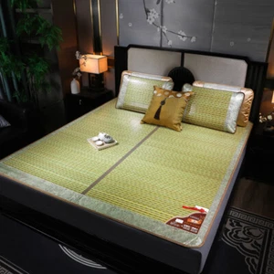 Bamboo Mat For Summer Double Faces Rattan Cool Feeling Folding Bed Mats Twin New - Picture 1 of 9