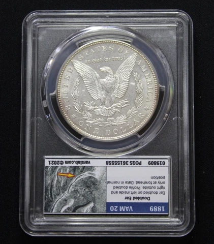 1889 Morgan Silver Dollar PCGS Proof Like MS62PL VAM 20 doubled ear Hot50 Cover