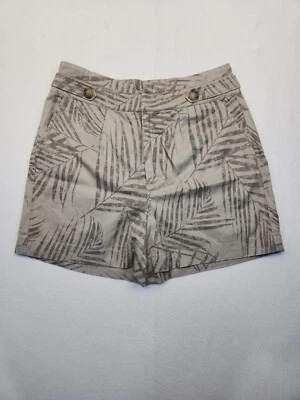 Novo com etiquetas White House Black Market The Short cáqui folhas tropicais cintura alta feminino 6 - Imagem 1 de 4