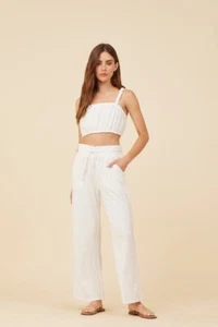 Vintage Havana Women's Corded Terry Cropped Tank Top, White Medium - Picture 1 of 4