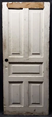 2 avail 32"x79" Antique Vintage Old SOLID Wood Wooden Interior Doors 5 Panels - Image 1 of 4