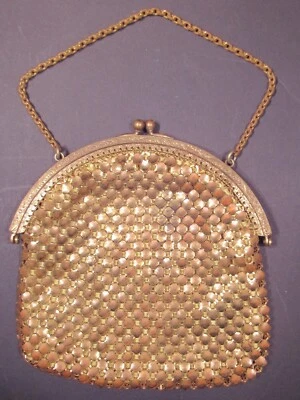 Vintage Mesh Evening Clutch Purse Brass Gold Tone  - Image 1 of 4