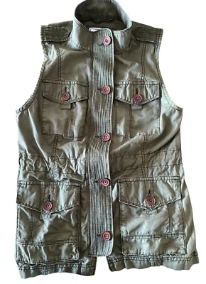 Chaleco utilitario Abercrombie & Fitch para mujer talla S verde militar varios bolsillos cremallera trasero Foto 1 de 4