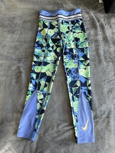 Nike Dri-Fit Floral Ankle Length Leggings Youth Girls Size Large Sporty Colorful - Picture 1 of 4