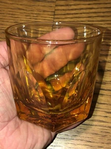Vintage Colony Vanity Amber On The Rocks Flat Tumbler 3 1/2" Tall 8 oz. MCM - Picture 1 of 16