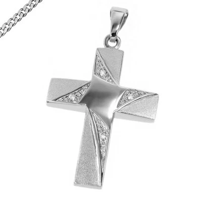 Croce Ciondolo Croce con Zirconia Anche Collana 925 Argento Cresima Comunione - Immagine 1 di 4