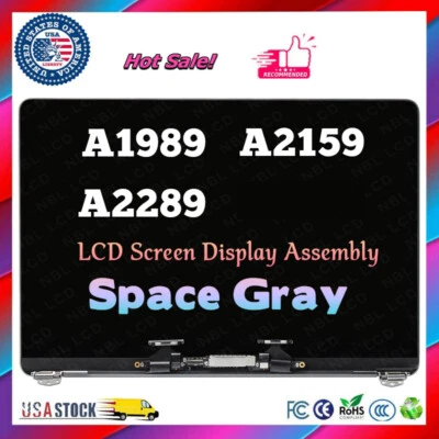 13" Gray for MacBook Pro A1989 2018 2019 Retina LCD Screen Display Assembly A++ - Image 1 of 4