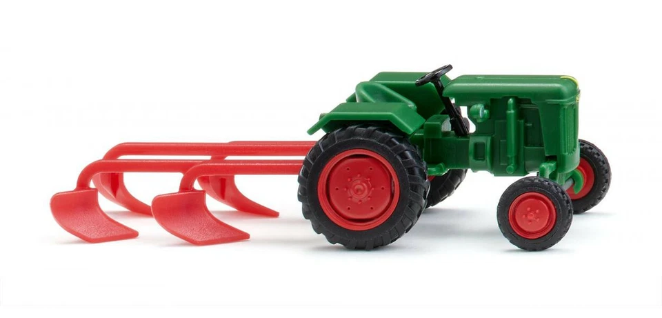 WIKING 1:87 H0 039802 - Normag Fattore I Con Aratro - Verde-Foglia Merce Nuova - Immagine 1 di 1