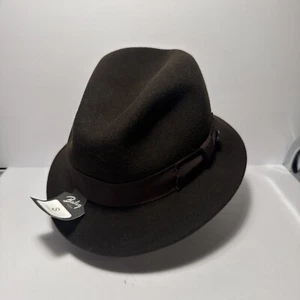 NWT Bailey of Hollywood Fedora Cap Hat Brown Mens Small Tino 100% Teflon Wool - Picture 1 of 4