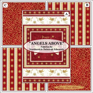 NORTHCOTT, "ANGELS ABOVE", ANGELS, STRIPES, SWIRLS, STARS, FABRICS - Picture 1 of 4