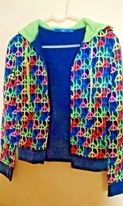 Peace Sign Jacket Hoodie Zip Up Size SMALL Like An Angel  - Picture 1 of 5