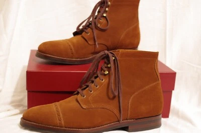 J Crew Mens Ludlow Cap Toe English Suede Dress Boots 12D Vintage Snuff Color - Imagem 1 de 4