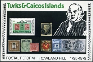 Hoja Turks & Caicos 397, MNH. Braziliana-1979. Sir Rowland Hill sobreimpreso. - Imagen 1 de 1