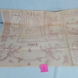 Bügeltransfer 30er-40er Jahre Kissenbezug Blumen Vögel Vintage komplettes Laken unbenutzt - Bild 1 von 10