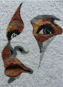 Female Face Marble Mosaic Tile Art - Picture 1 of 1