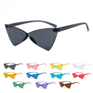 Vintage Triangle Rimless Frame Sunglasses Retro Hippie Cosplay Party Glasses - Picture 1 of 23