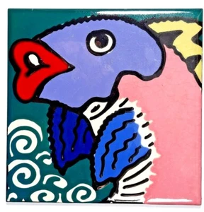 Vintage Made in England tile, colorful fish decoration 6x6 inch pre-owned - Picture 1 of 3