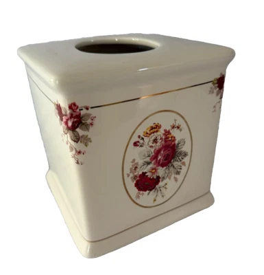Waverly Vintage Rosa Jardín Habitación Colección Cerámica Pañuelos Caja Foto 1 de 4