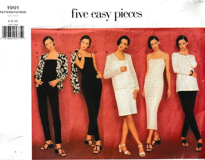 Vogue 1991 c1997 patrón cinco piezas fáciles, talla 6-8-10, FF Foto 1 de 2