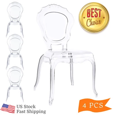 Комплект из 4 стульев-призраков Belle стул-призрак стул для столовой, прозрачные стулья для туалетного столика - Изображение 1 из 4