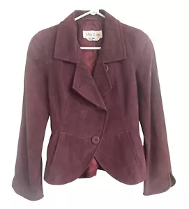 Max Mara Burgundy Suede Blazer Jacket Womens Size 38 Small Italy - Picture 1 of 4
