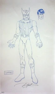 X-Men La Serie Animada FIRMADO Frank Squillace Sunfire Modelo Celda Copia 1994 - Imagen 1 de 3