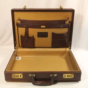 Vintage Airway Brown Leather Briefcase 18'' x 13'' x 4'' Combo Locks Aviation - Picture 1 of 17