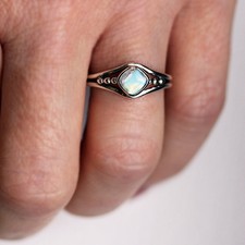 Promise Ring Handmade Jewelry New 925 Sterling Silver Genuine Moonstone Gemstone