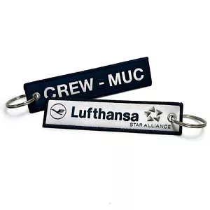 Lufthansa Airlines CREW MUC Woven Keychain - Picture 1 of 1