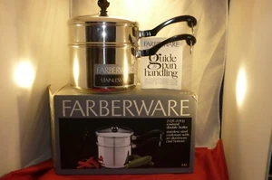Rare Vintage Farberware 2 Qt Stainless Steel Covered Double Boiler Pan USA NEW - Picture 1 of 20