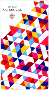 Colorful Repeated Star Of David Patterns Bar Mitzvah Money Holder Congrats Card - Picture 1 of 2