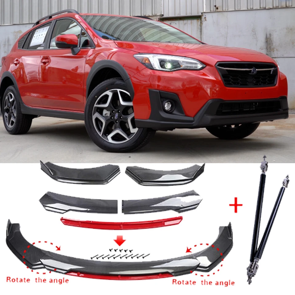 For Subaru Crosstrek Carbon Style Red Front Bumper Lip Spoiler Splitter Boby Kit Foto 1 de 4