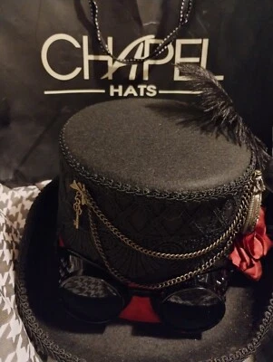 Sexy Sombrero Capilla Boutique Rosa Hombre Ardiente Gótico Victoriano Steampunk Negro Foto 1 de 4