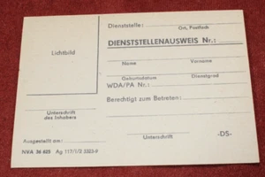 ORIGINAL DDR NVA Dienststellenausweis AUSWEIS BLANKO - Picture 1 of 3