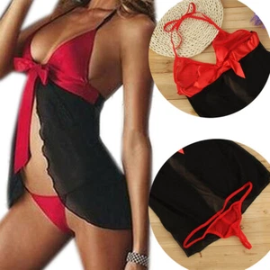 Lencería sexy de EE. UU. Mujeres Tenedor frontal abierto Ropa interior Camisón Conjunto Prendas para dormir Vestido - Imagen 1 de 6