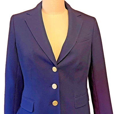 Talbots NUEVO Blazer Oficina Negocios Talla 8 Azul Marino Nuevo con Etiquetas Forrado Bolsillos Chaqueta Foto 1 de 4