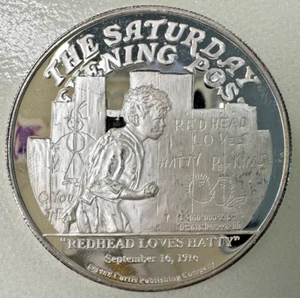 Saturday Evening Post Redhead Loves Hatty 2 Troy Oz .999 Fine Silver Round Coin - Picture 1 of 9