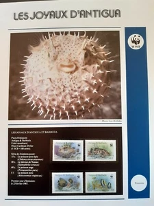WWF Lot de feuilles 4 FDC + série POISSONS CORAUX JOYAUX D'ANTIGUA &Barbuda 1987 - Afbeelding 1 van 8