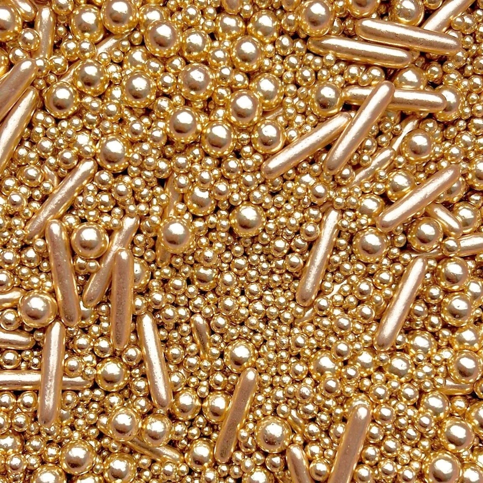 BAKE BOX B Gold Sprinkles metallic pearls cupcake cake topper sprinkle mix Blend Valentines