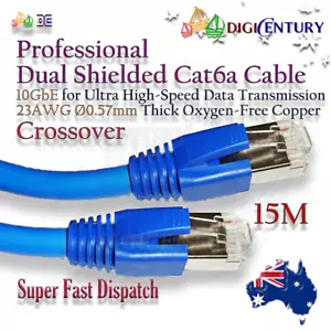 Cable Ethernet de actualización SFTP blindado Cat6a RJ45 de alta velocidad de 10 GbE cruce de 15 m - Imagen 1 de 2