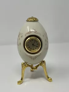 Vintage 90’s Lenox Egg Clock with Gold Stand Cherub Design Desk Clock - Picture 1 of 10