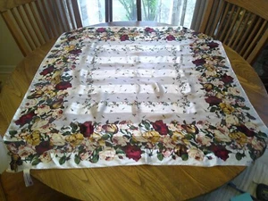 ADRIENNE VITTADINI FLORAL AND SHADOW STRIPE SILK SQUARE SCARF EUC - Picture 1 of 6