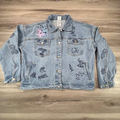 Disney Lilo & Stitch Jean Jacket Girls L Denim whimsical kidcore Y2K cartooncore - Image 1 of 4