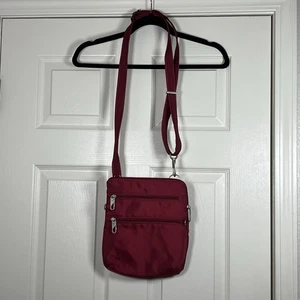 Travelon Anti-Diebstahl Classic Slim Double Zip Crossbody Bag Maroon Neu ohne Etikett!!! - Bild 1 von 7