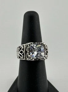 Silpada Sterling Silver "Uptown" Filigree Ring w/ Large CZ stone Size 7 Women - Picture 1 of 9