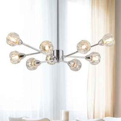 28" Luxury K9 Crystal Chandelier Chrome Ceiling Pendant Light Kitchen Fixtures - Image 1 of 4