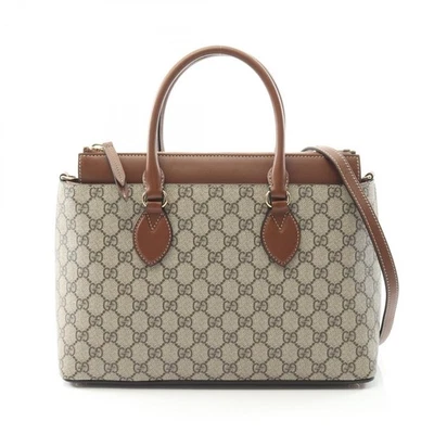 GUCCI GG Supreme Tote crossbody hand Bag 779768 canvas leather Beige Brown Used - Image 1 of 4