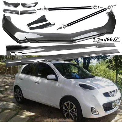 Carbon Fiber Front Bumper Lip Spoiler Side Skirt Body Kits For Nissan March H Foto 1 de 4